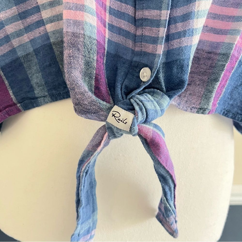 Rails Amelie Plaid Tie Front Button Down Shirt Si… - image 3